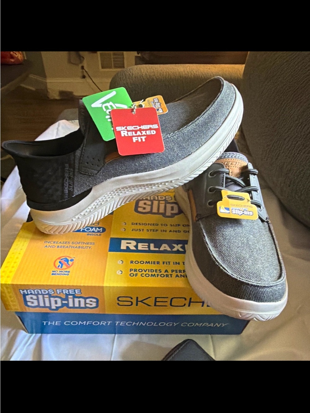 Skechers Slip-ins Relaxed Fit Hasting-Niko Vegan Memory Foam Men’s 9.5 Gray